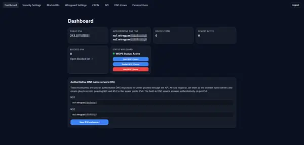 Dashboard Wireguard DNS Proxy Software Mini Photo